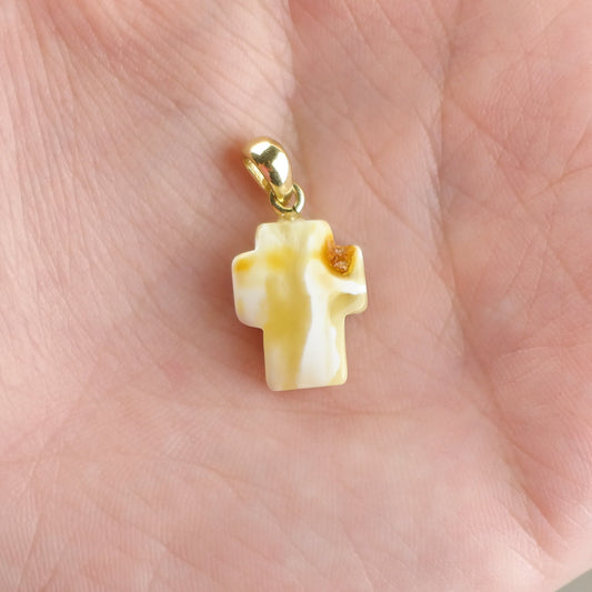 Unique amber cross pendant