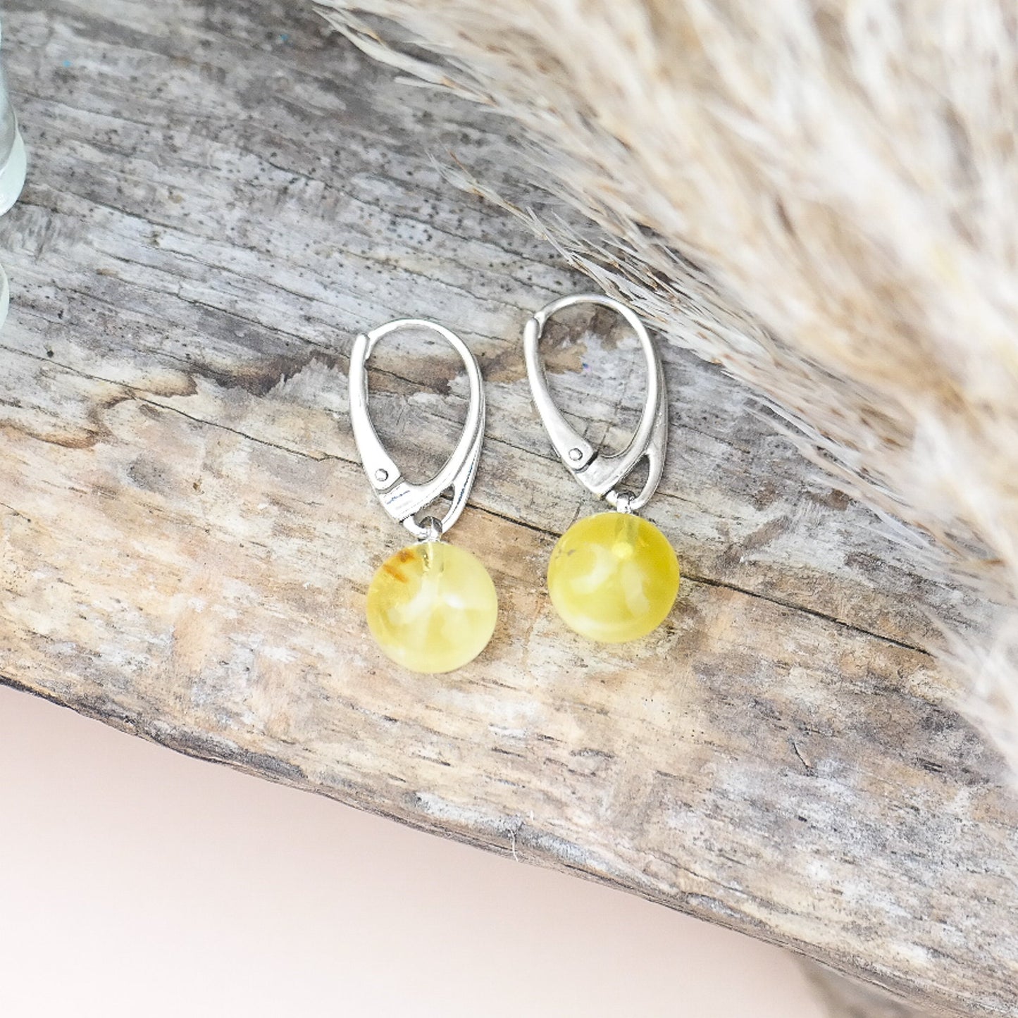 Natural amber earrings for women