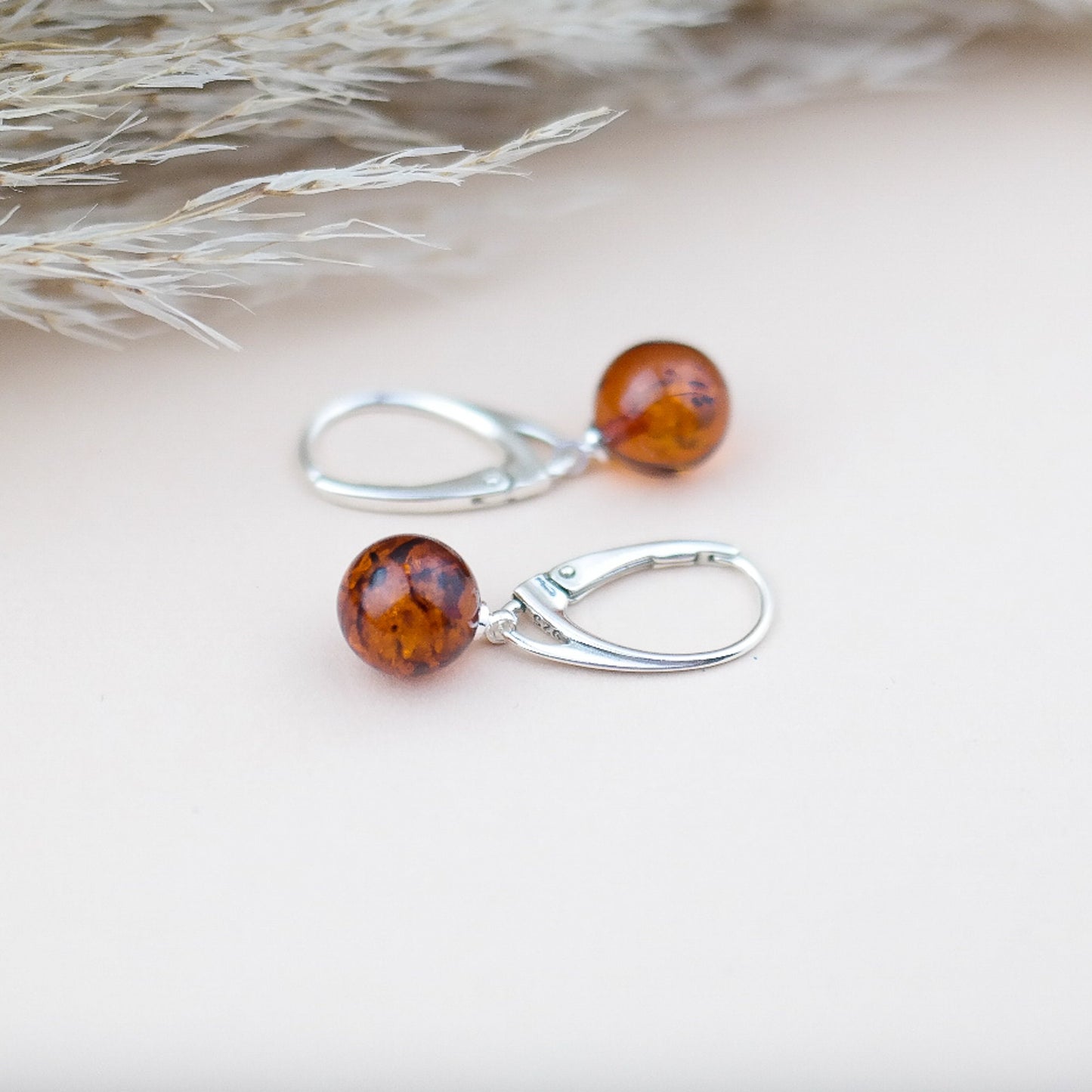 Natural amber earrings for women