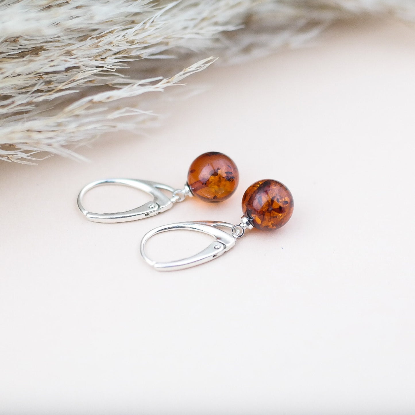 Natural amber earrings for women